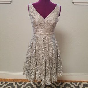 Adrianna Papell Silver Cocktail Dress